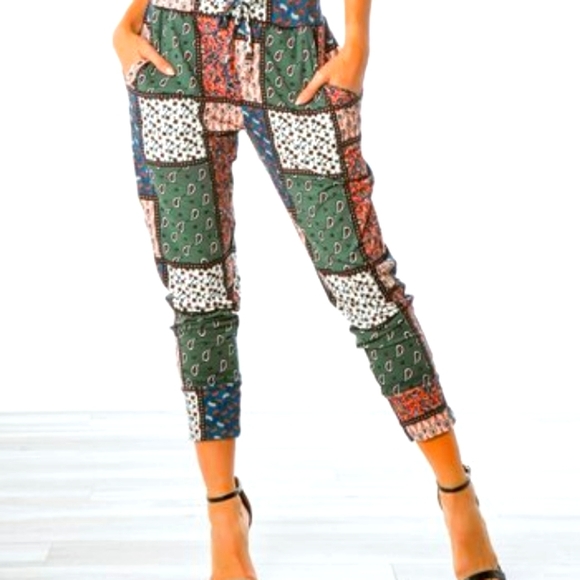 Paolino Pants - 🛍Bundle sale🛍Green Color-Block Cropped Joggers